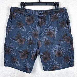 Uniqlo Chino Shorts Mens L Blue Purple Floral AOP Hawaiian Aloha Beach Preppy